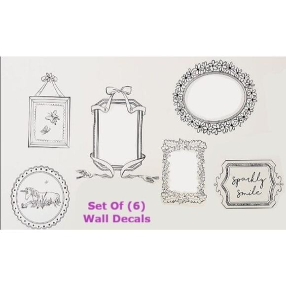 NEW Open Frames WALL DECALS PB Wall Decor Girls Baby Unicorn Butterfly Smile NIP - Picture 1 of 2
